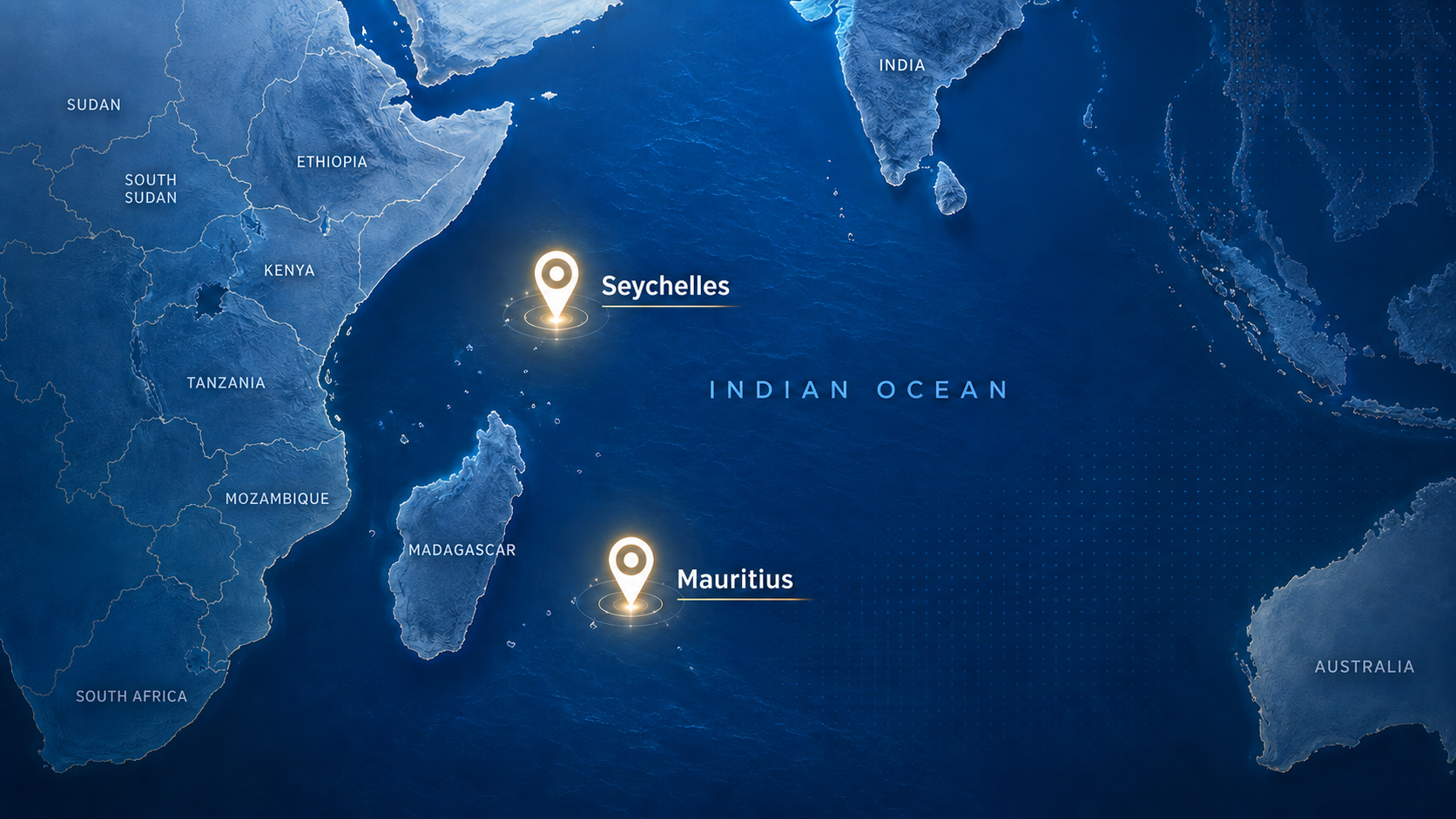 Map showing Seychelles and Mauritius